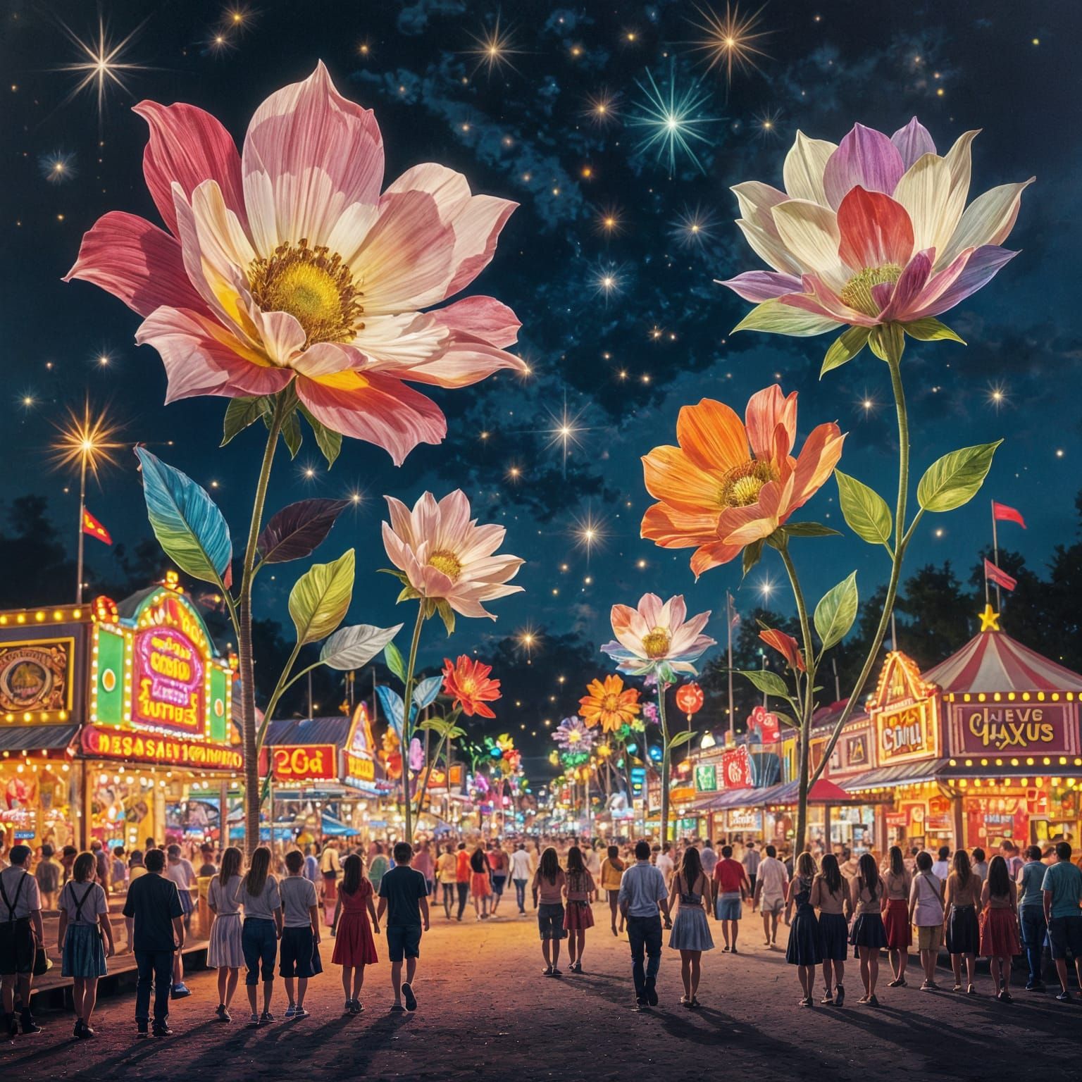 Vibrant Texas Fair at Night Symbolizing Dreams