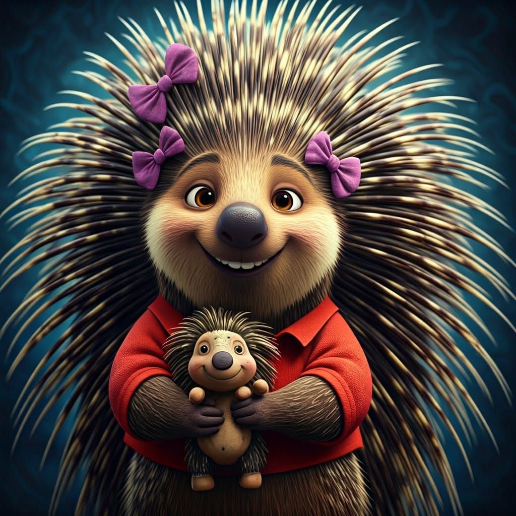 Porcupine Yearbook Photo in Pixar Style