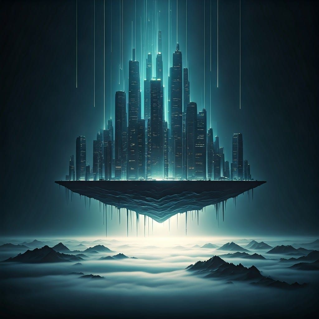 Floating Cityscape in Ethereal Light