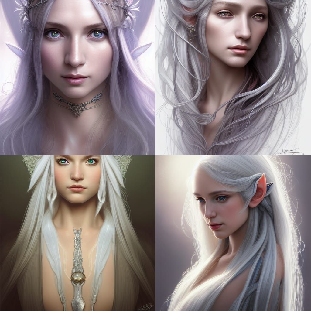 Exquisite Elf Princess Portrait in Hyperrealistic Style