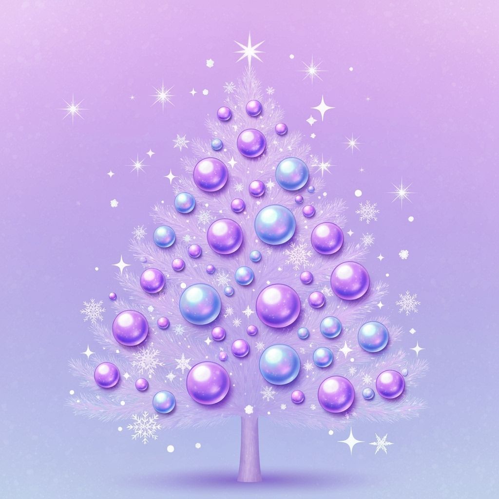 Pastel Purple Christmas Tree with Iridescent Orbs