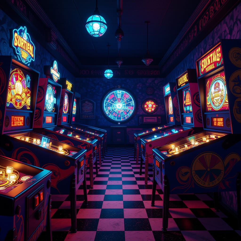 Nostalgic Pinball Arcade Fantasy Art