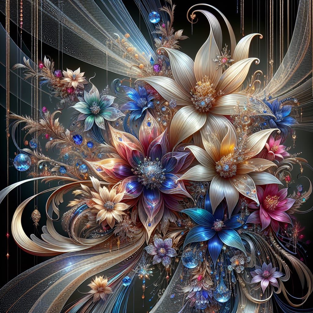 Art Deco Floral Arrangement in Translucent Glass