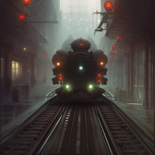 Dark Fantasy Trains in Hyperdetailed Style