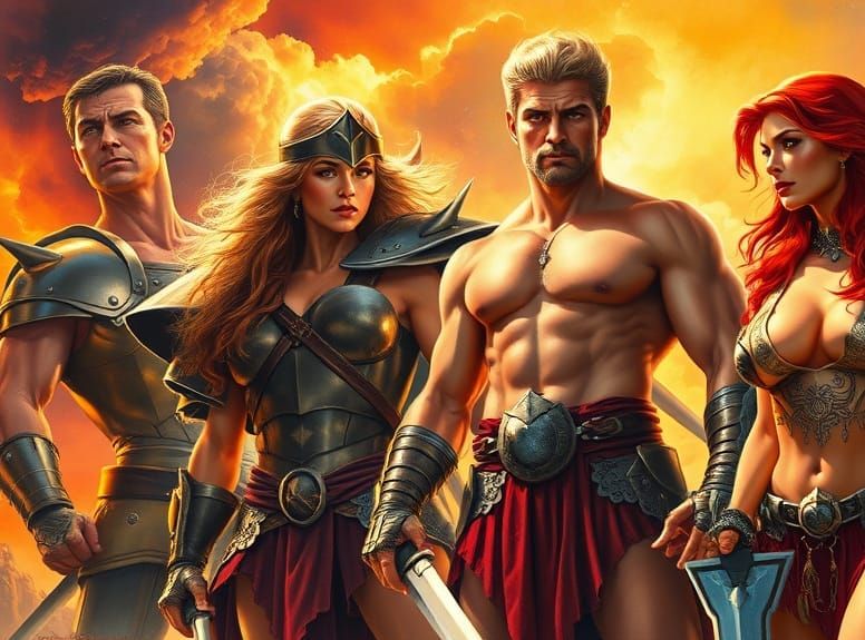 Heroes in Action: Movie Poster Art in the Style of Frank Fra...