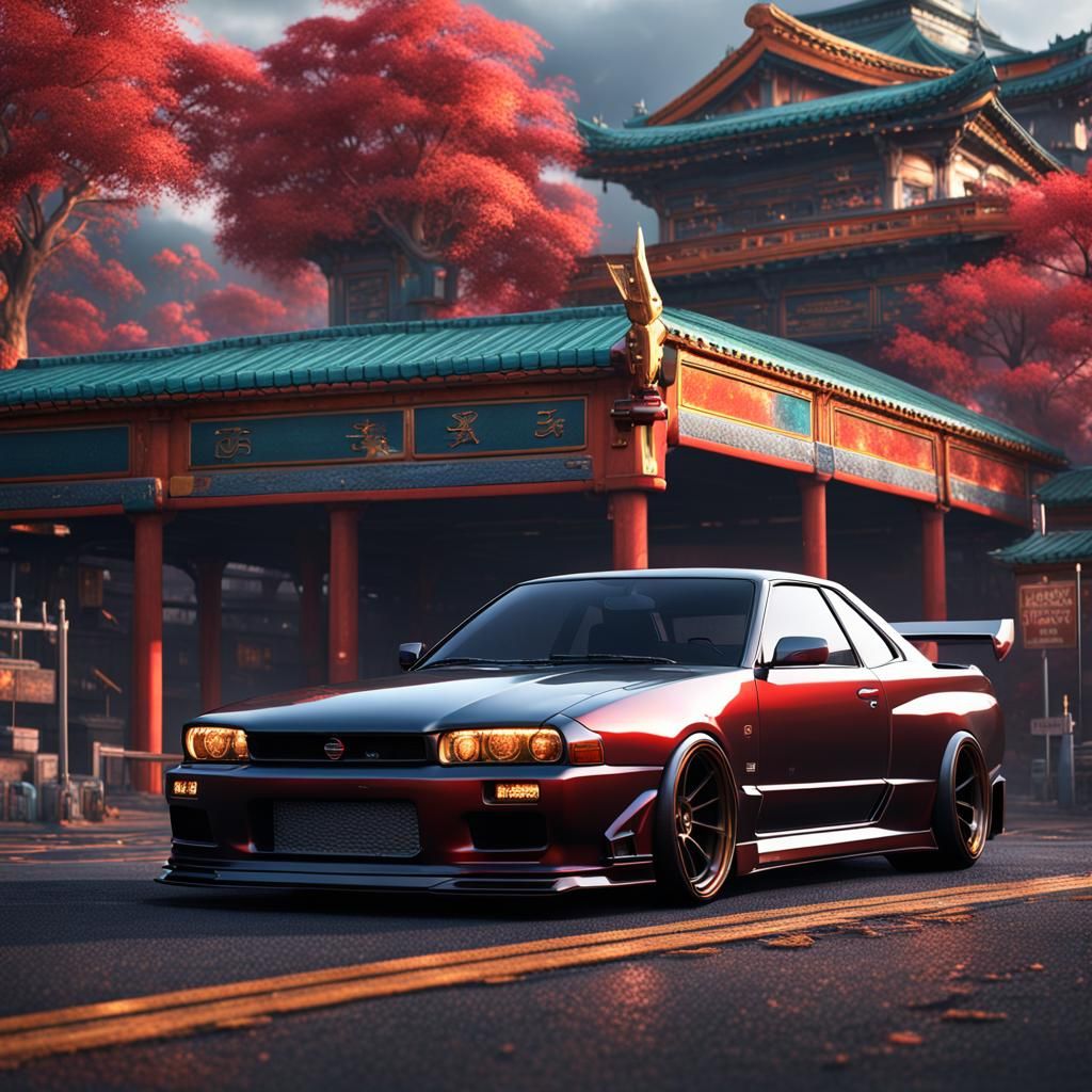 Detailed Nissan Skyline Matte Painting in 8k
