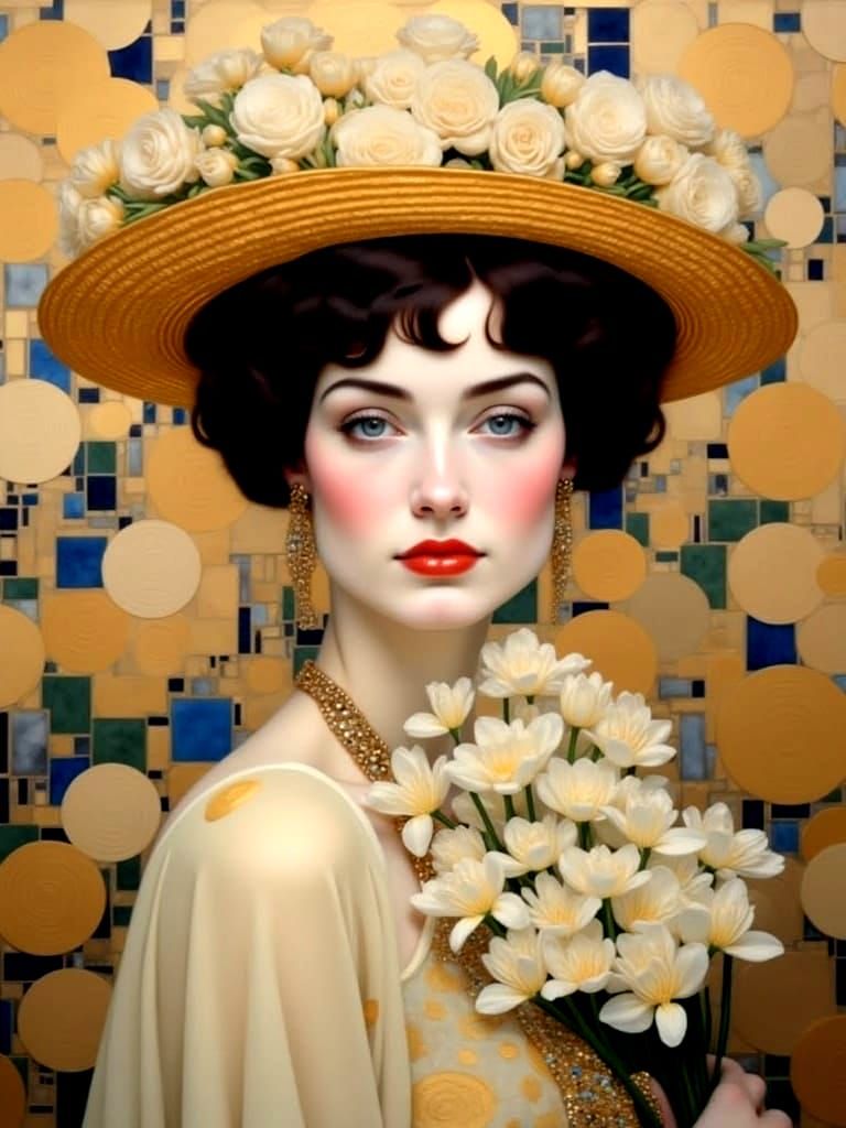 Gatsby Lady with Floral Hat