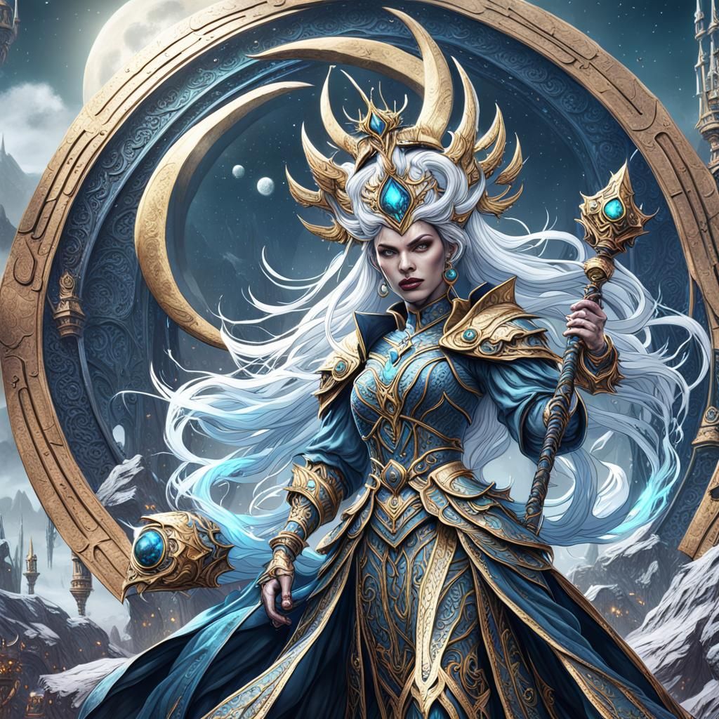 Detailed Matte Painting of a Moon Queen