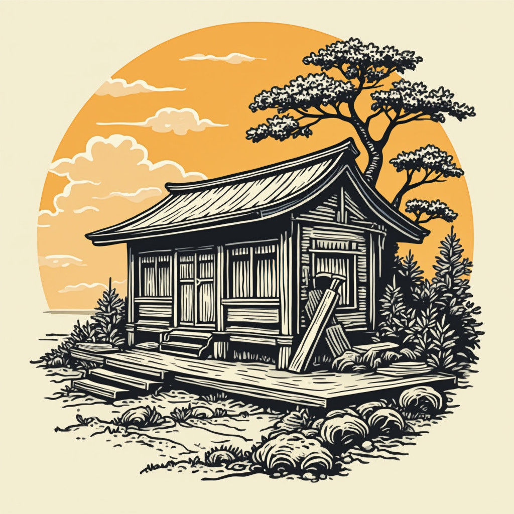 Woodshop Vector Logo in Woodcut Style