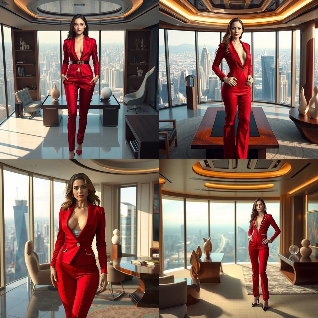 Confident Female CEO in Futuristic Boardroom