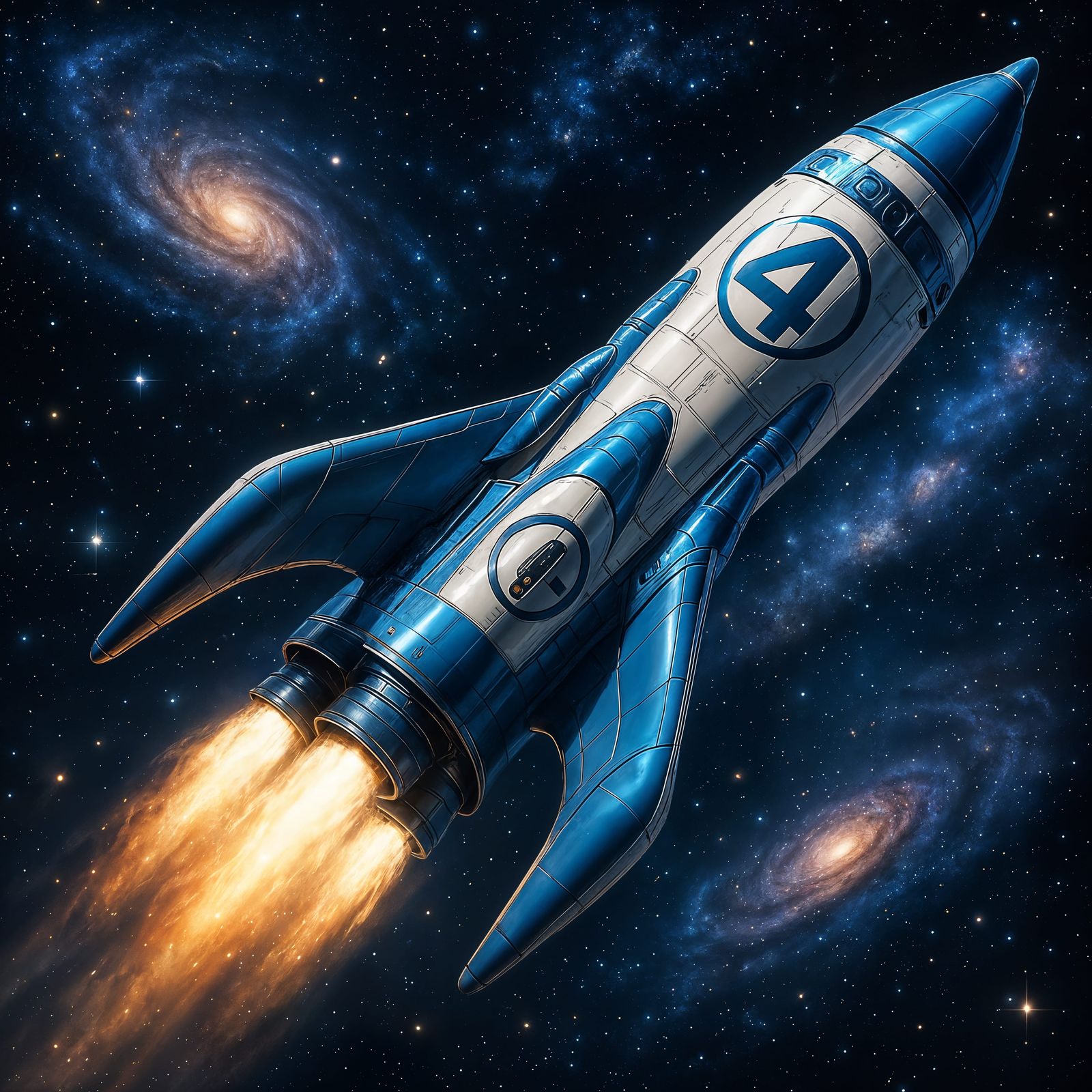 Futuristic Fantastic Four Rocket Soars Through Space