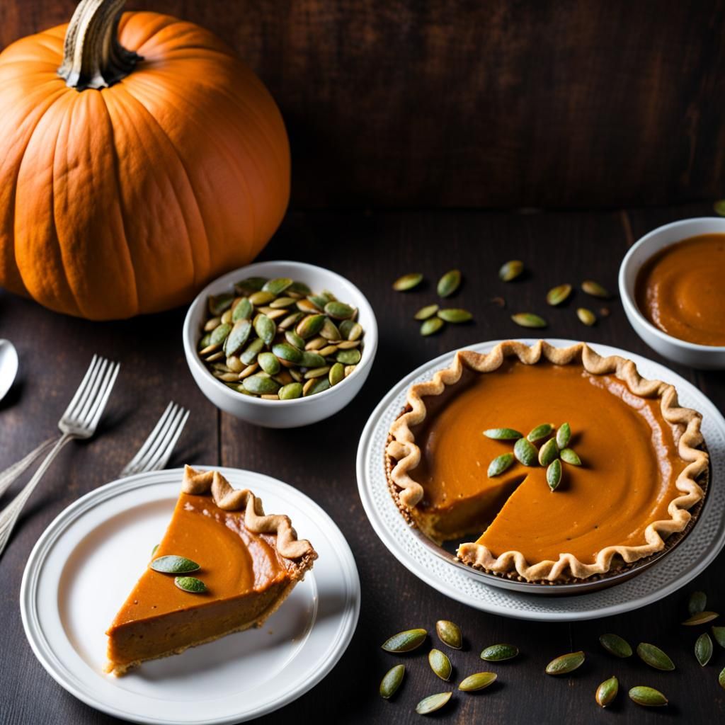 Pumpkin Pie with Pumpkin Seeds Topping
