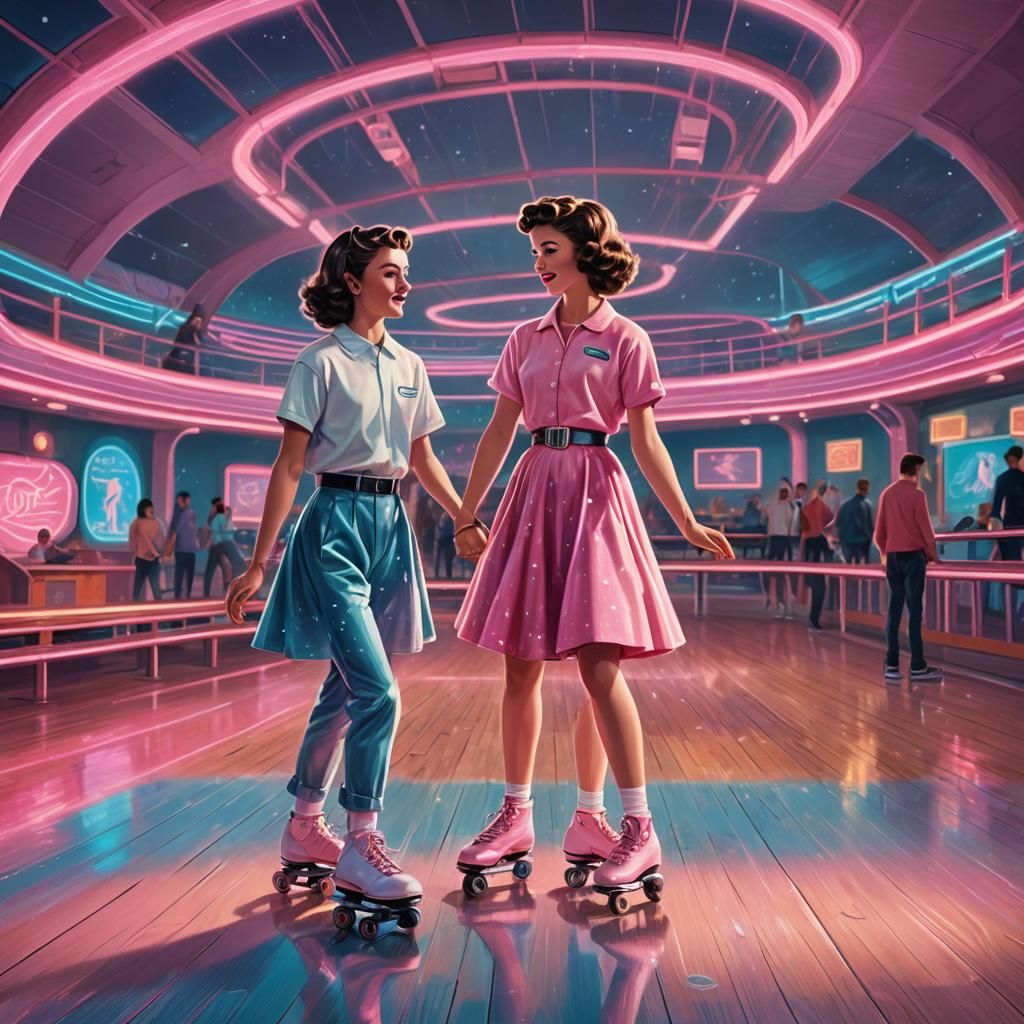 1950s Roller Skating Date in Retro-Futuristic Style