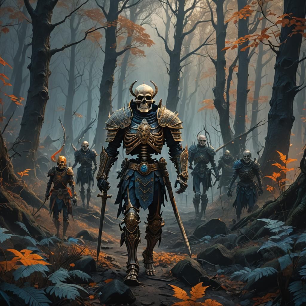 Skeleton Warriors March Through Mystical Forest