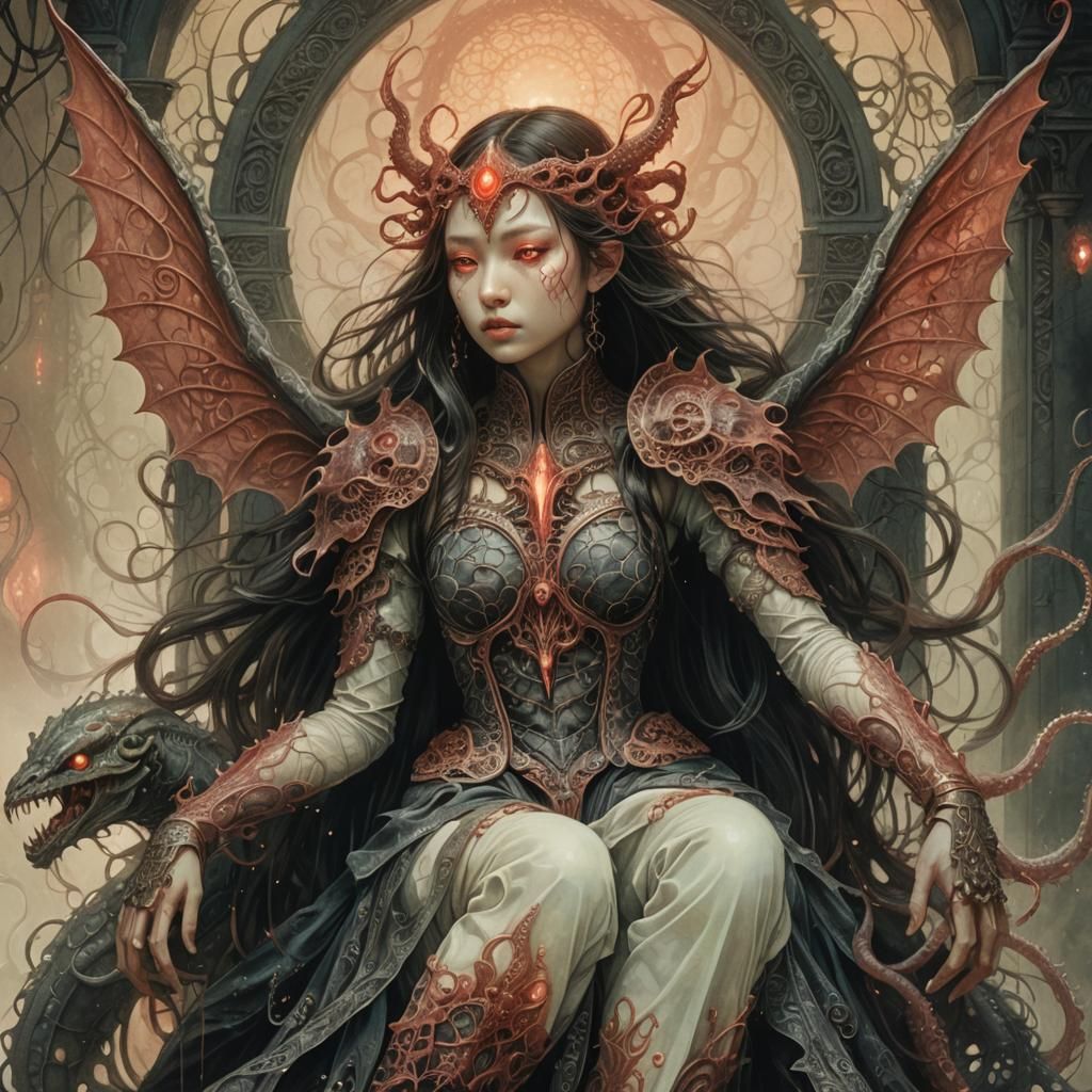 Demonic Kiss in Dark Fantasy Illustration