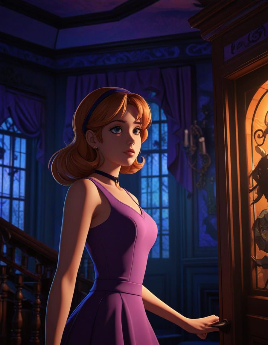 Daphne Blake Investigates Haunted Mansion in Vibrant Anime S...