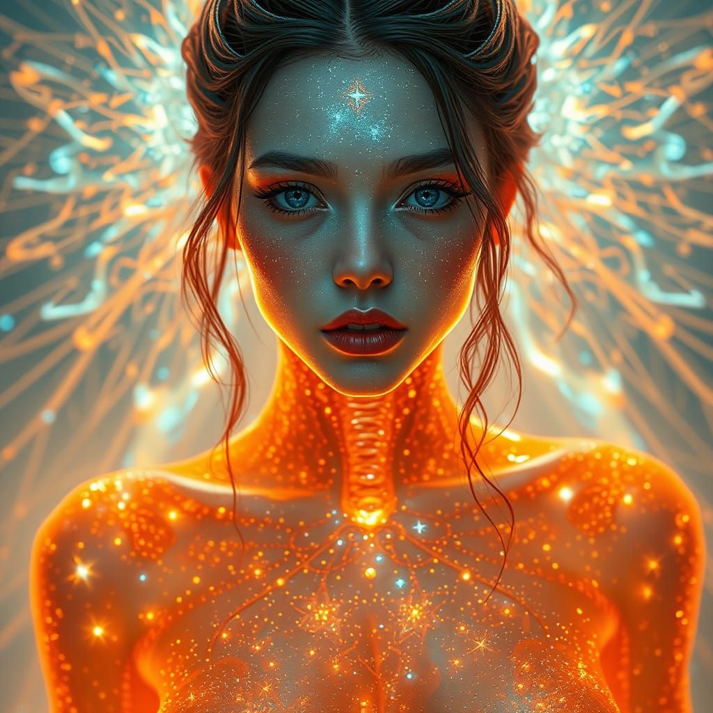 Ethereal Glass Woman Portrait in Digital Art Style