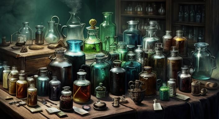 Potions and Spells in an Apothecary
