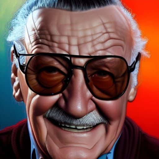 Detailed Portrait of Stan Lee in Art Nouveau Style