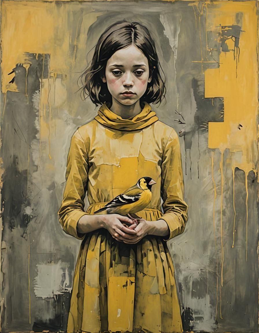 Melancholic Girl in Abstract Rothko Dreamscape