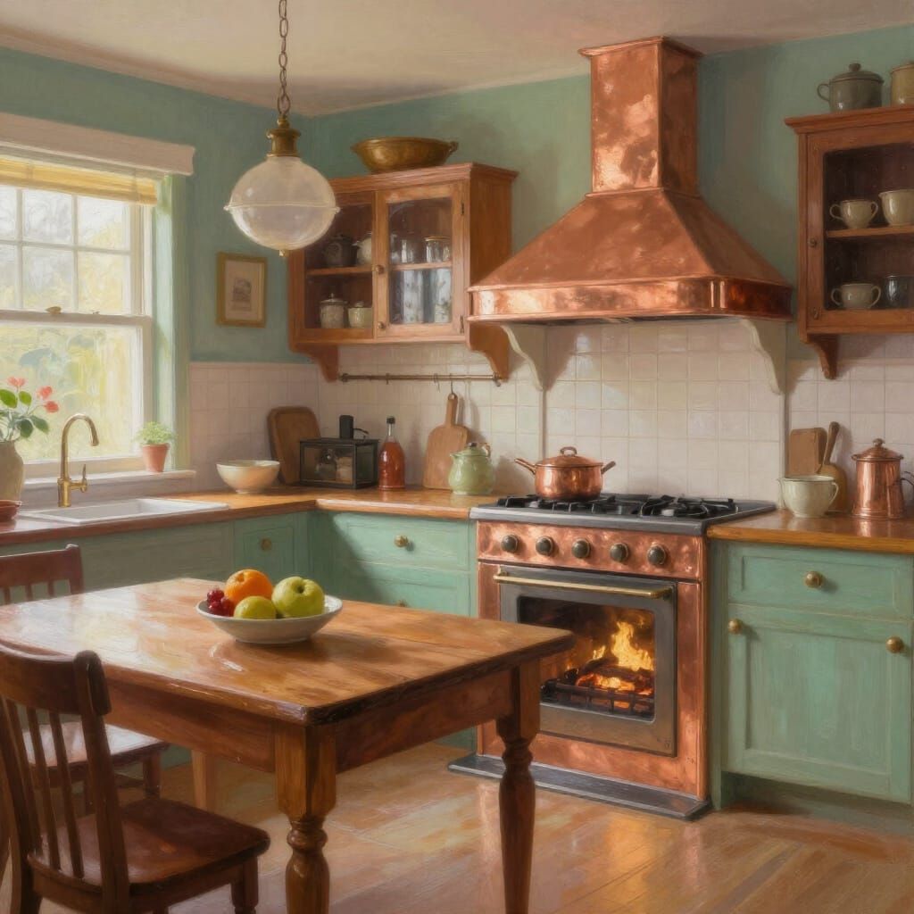 Calming Victorian Kitchen in Hyperrealistic Style