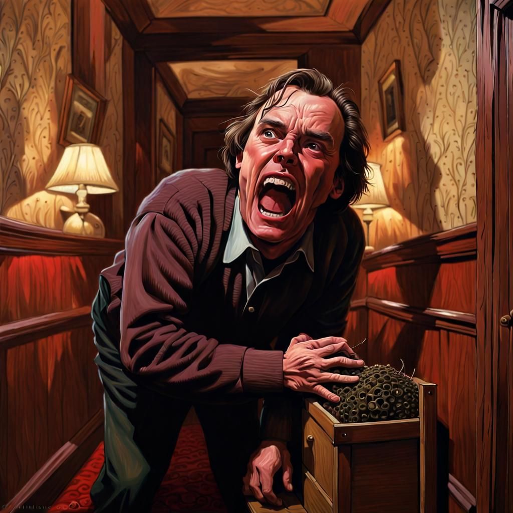 Sinister Wasp Hive in Overlook Hotel, Oil Painting