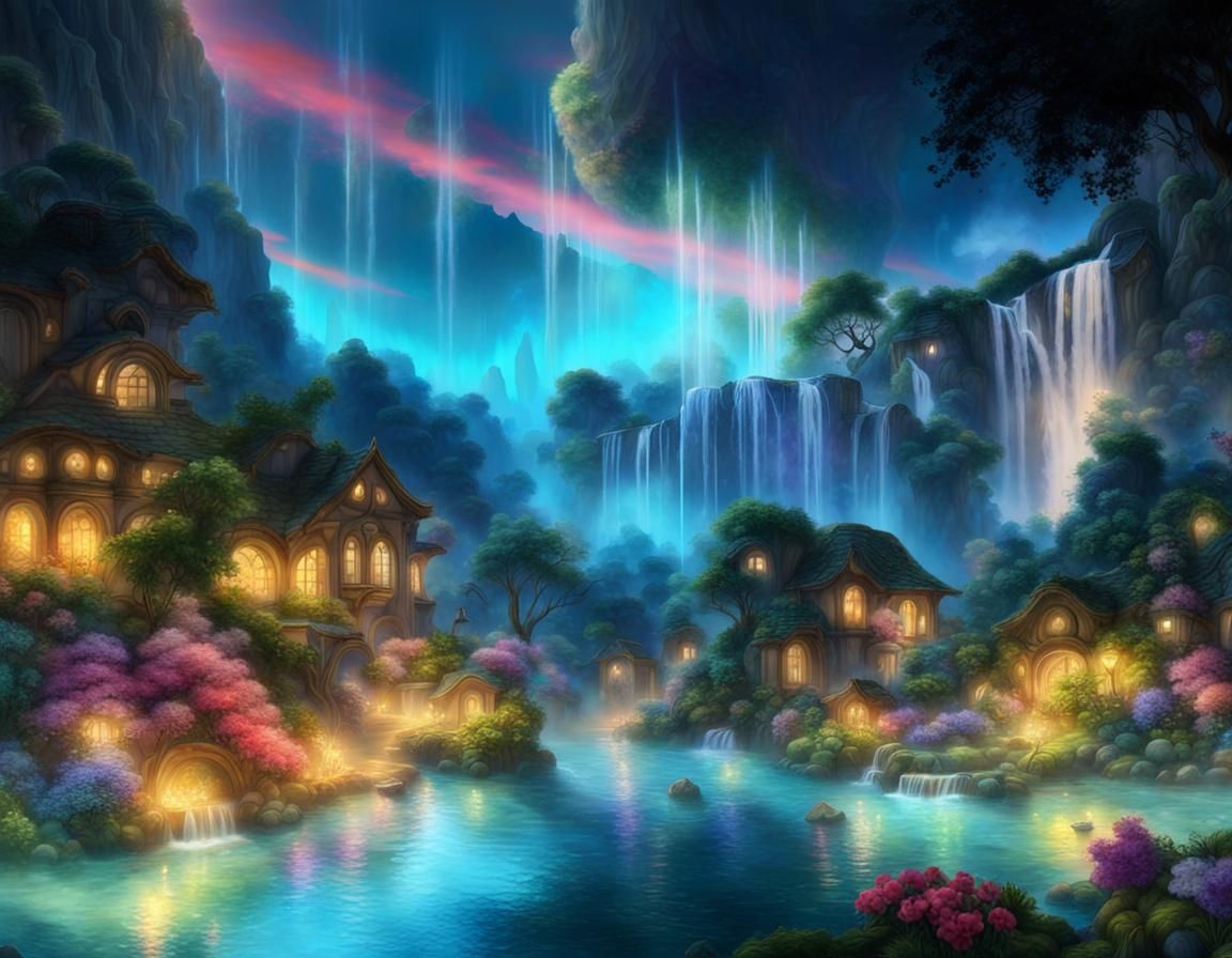 Ethereal Dreamscape in Vibrant Watercolor Style