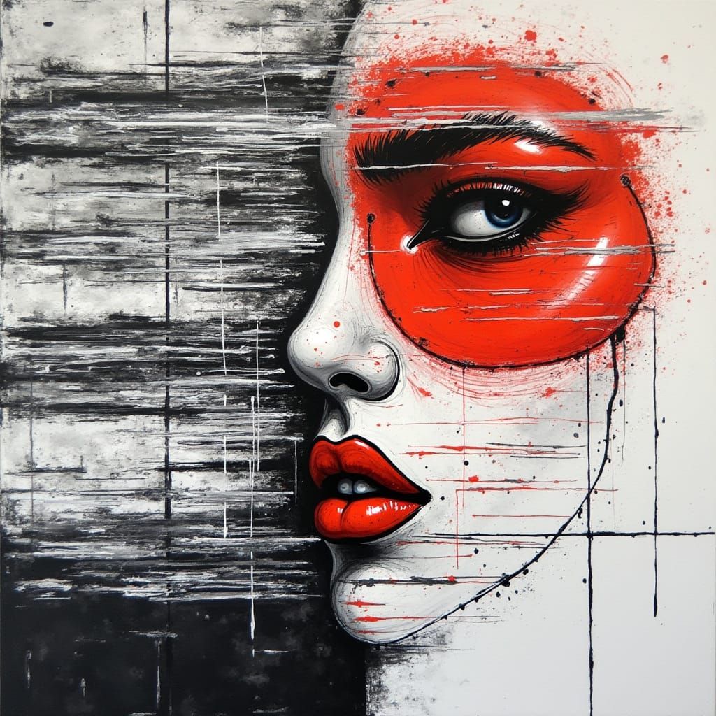 Vibrant Abstract Faces in High Contrast