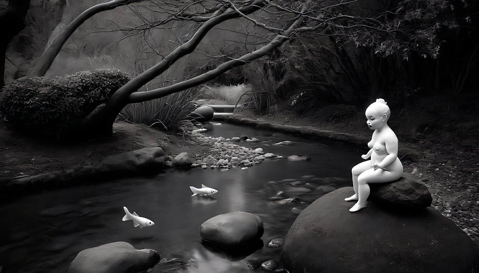 Black and White Still Life with Kewpie Doll