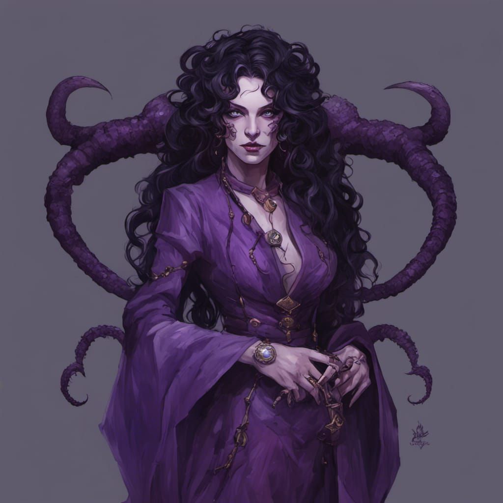 Hexblood Sorcerer with Mindflayer Traits in Gothic Style