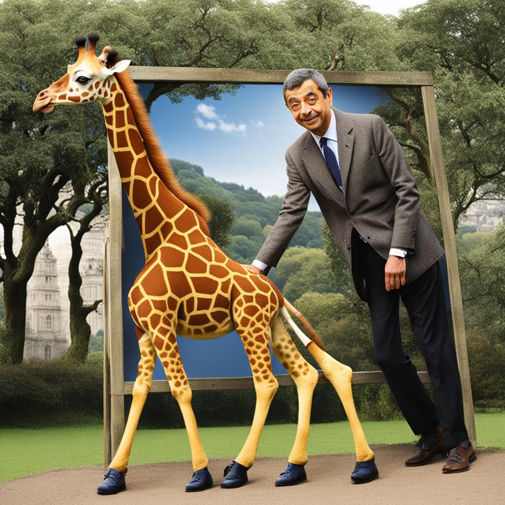 Giraffe and Rowan Atkinson Together