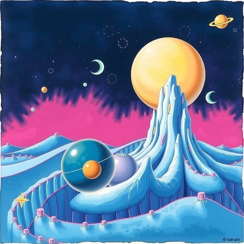 Surreal Landscape with Abstract Forms and Colors