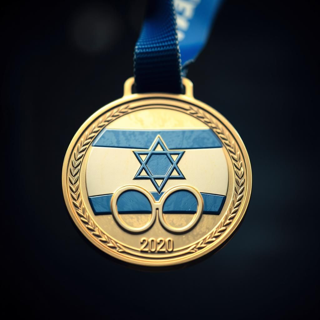 Israeli Flag Olympic Medal: Cinematic Film Still