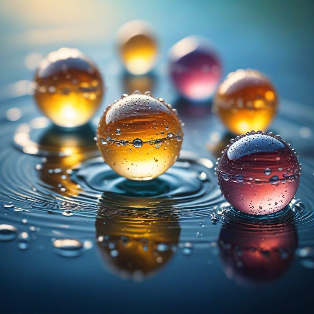 Macro Water Droplets in Oil Painting Style