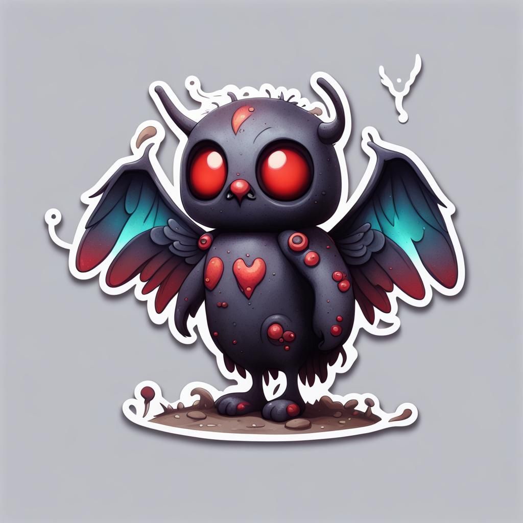Cute Kawaii Mothman 2D Sticker Art