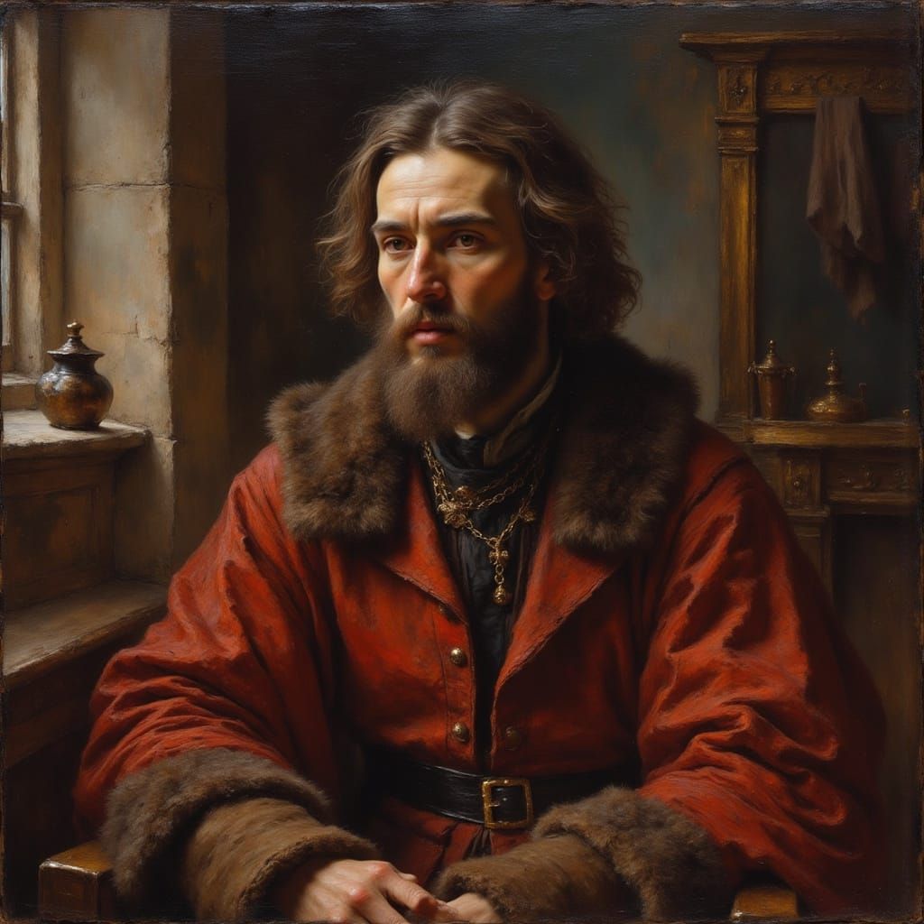 Renaissance Duke in Rembrandt Style Oil Painting