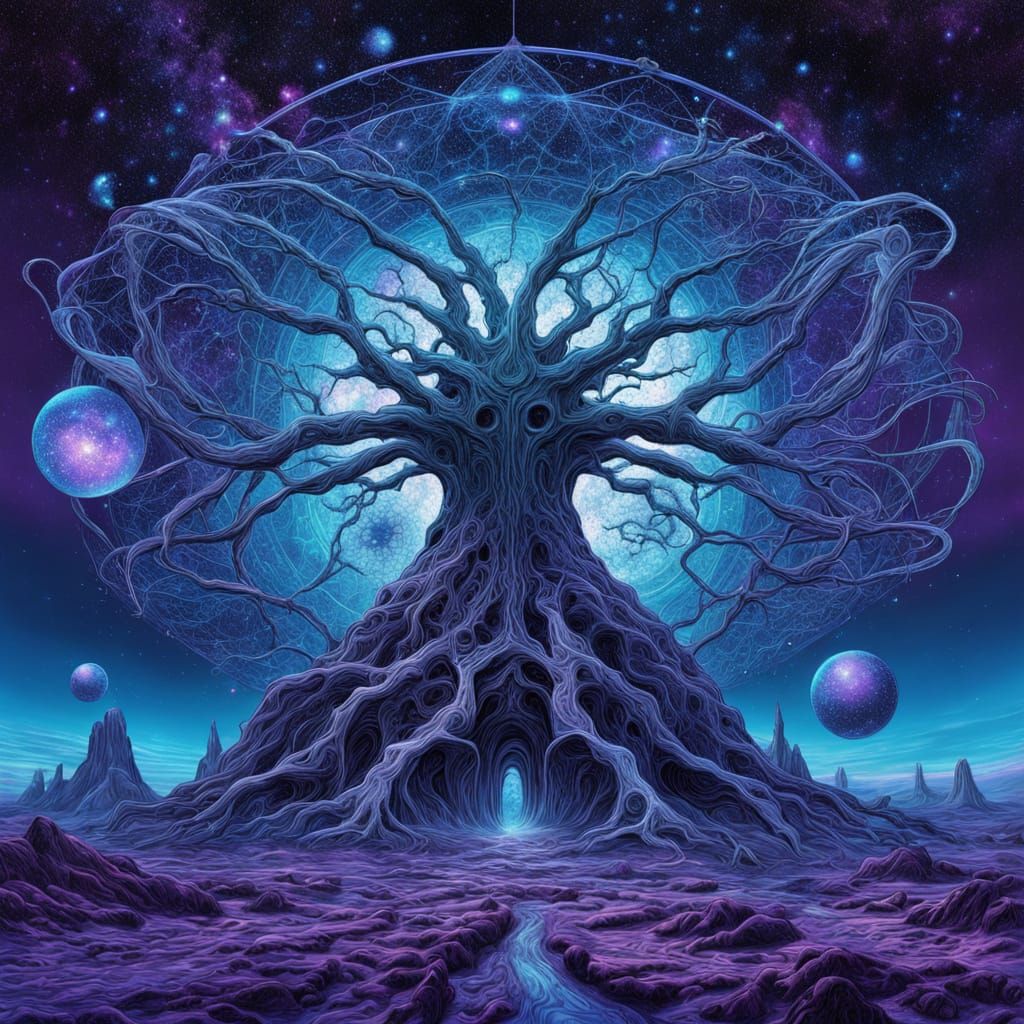 Cosmic Tree of Galaxies in Ethereal Fantasy Art