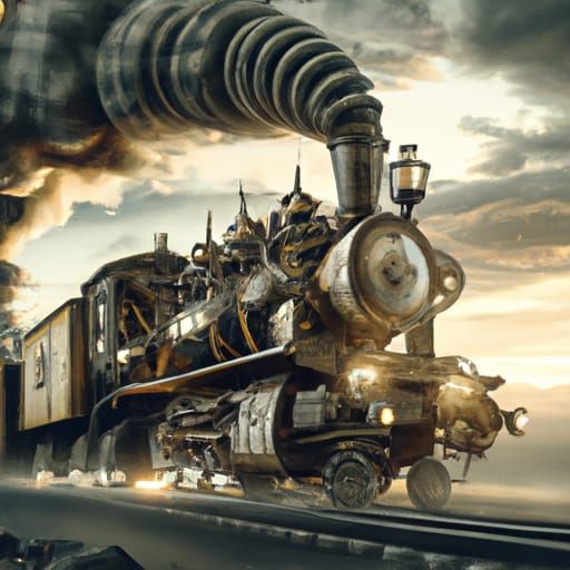 Epic 1800s Steam Locomotive: Digital Matte Painting