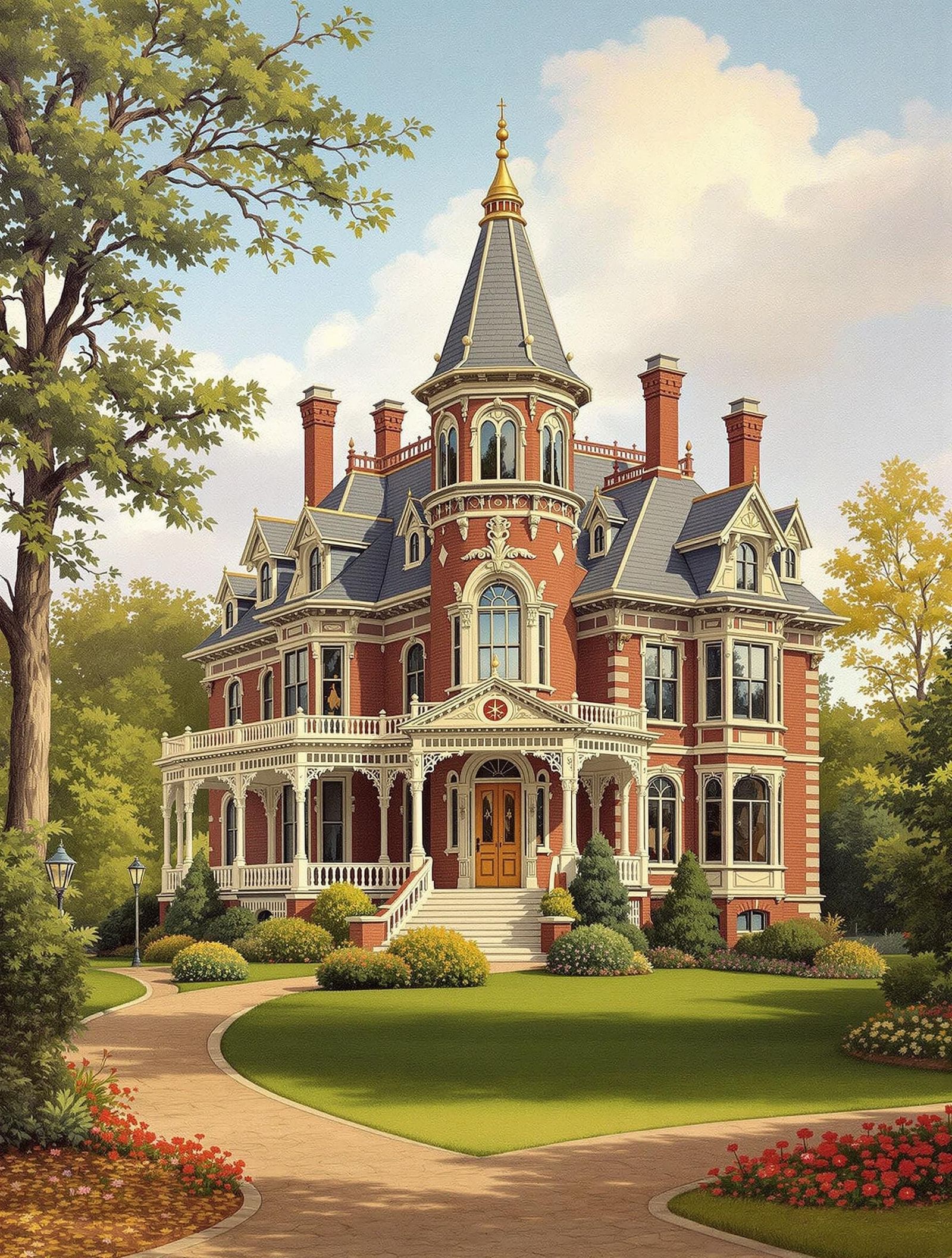 A Luxurious Victorian Estate in Oil on Canvas