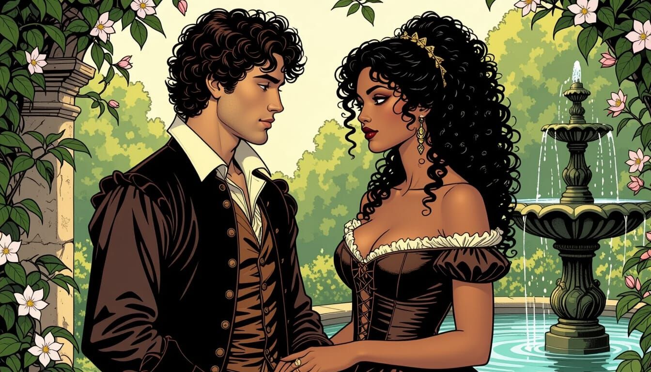 Shakespeare and Muse Rendezvous in Comic Book Style