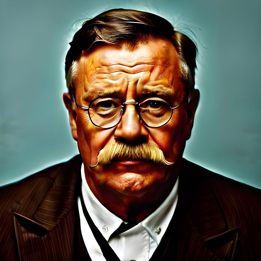 Theodore Roosevelt Portrait with Handlebar Mustache