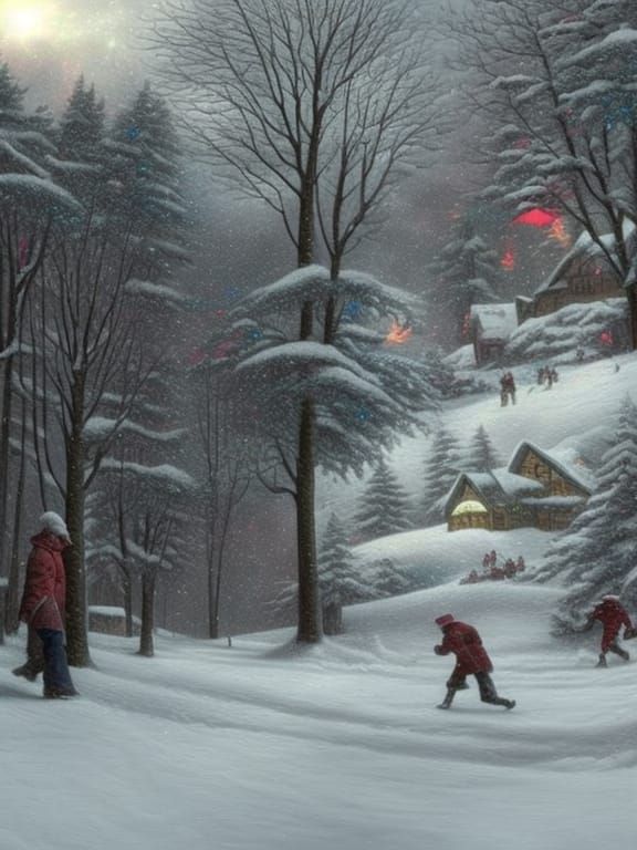 Snowball Fight Scene with 3D Shading