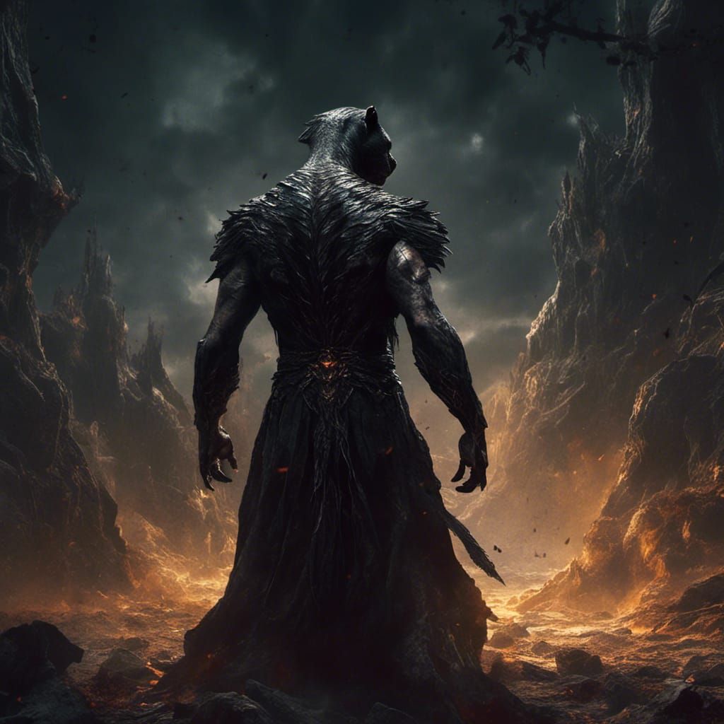 Moonlit Humanoid with Amber Eyes in Dark Fantasy Style