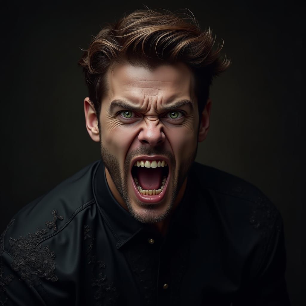 Haunting Portrait of Man with Piercing Gaze