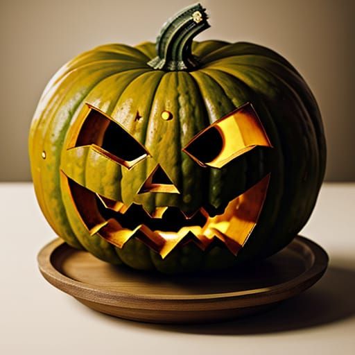 Cactus with Pumpkin Head Photographed with Bokeh