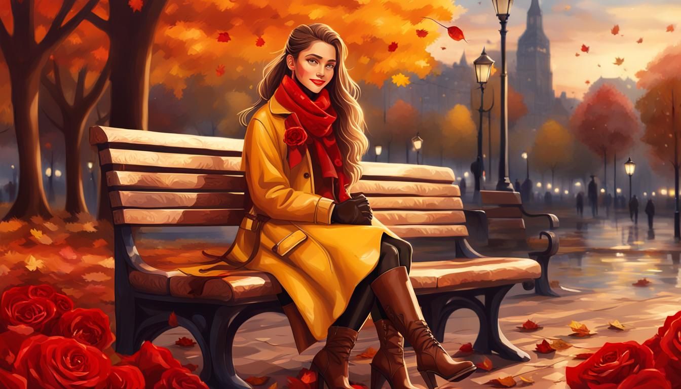 Girl with Roses: Hyperrealistic Autumn Portrait
