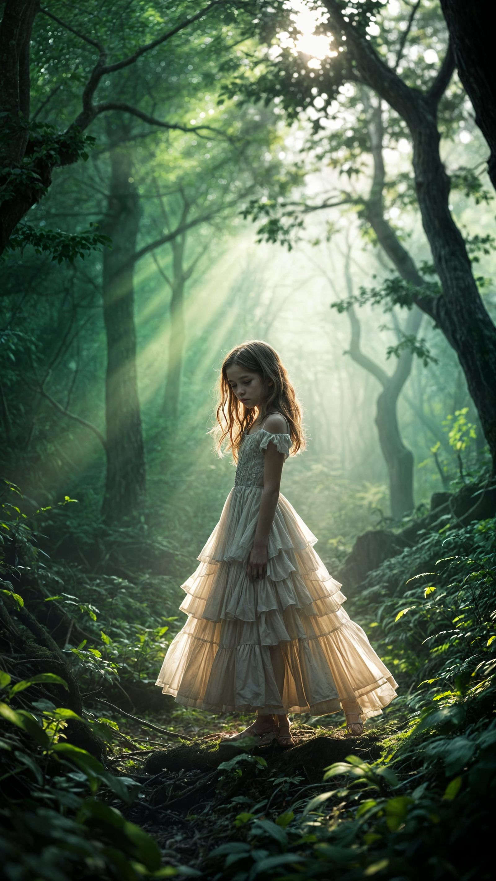 Magical Forest: Little Girl Lost in Dreamy Landscape