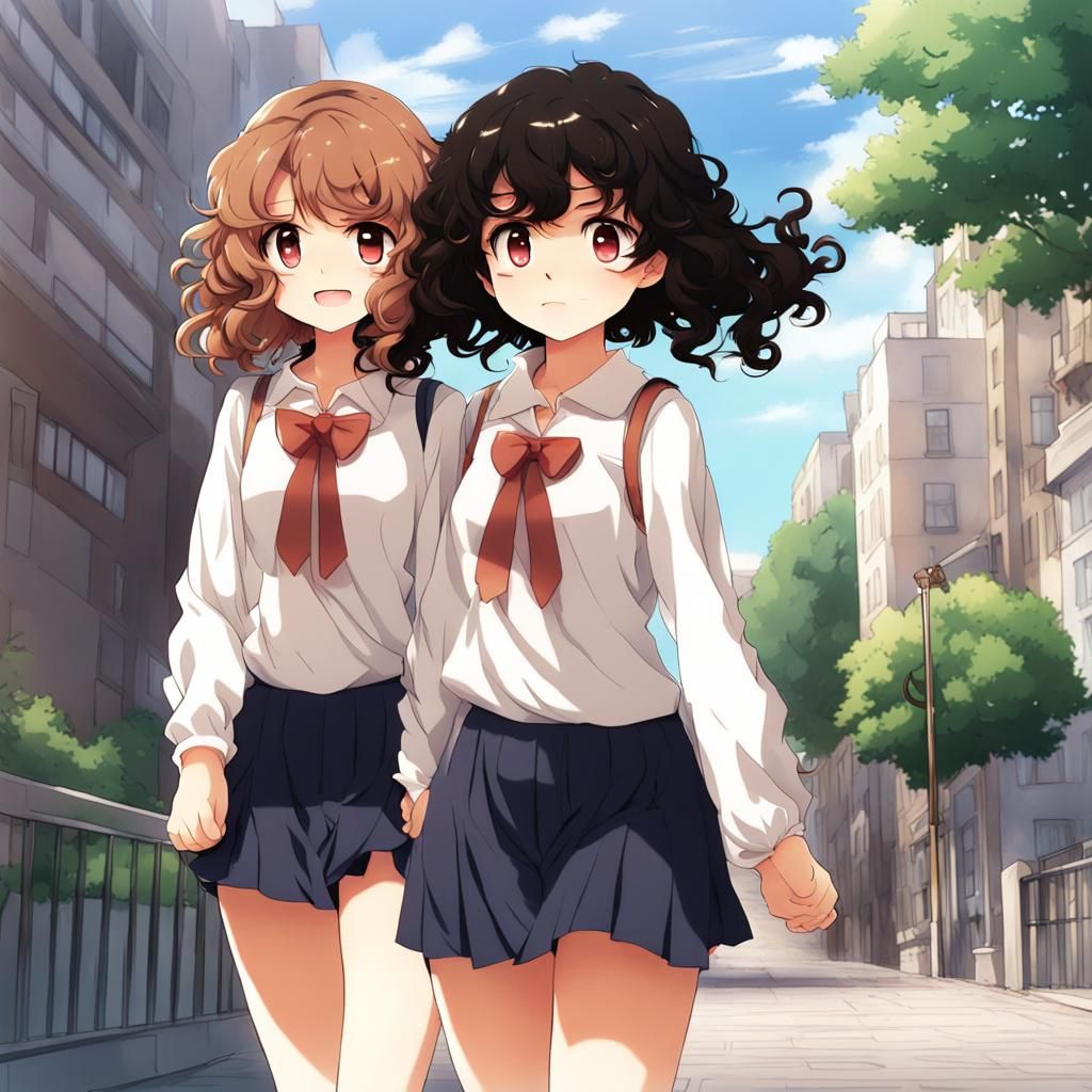 Anime Style Girls Holding Hands