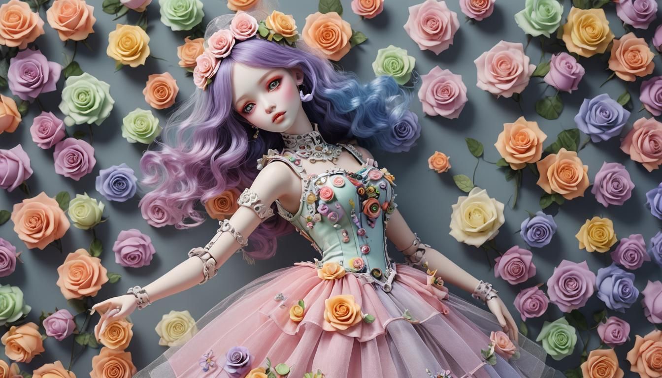 Mechanical Doll in Roses, Unreal Engine Render