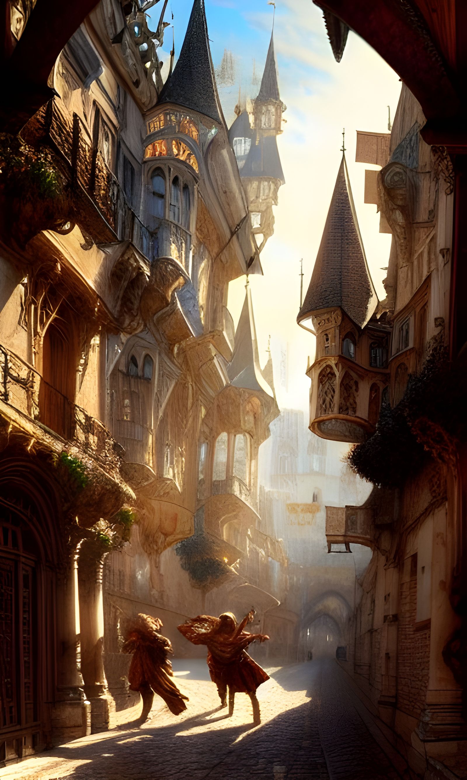 Magical Medieval City in Digital Rococo Style